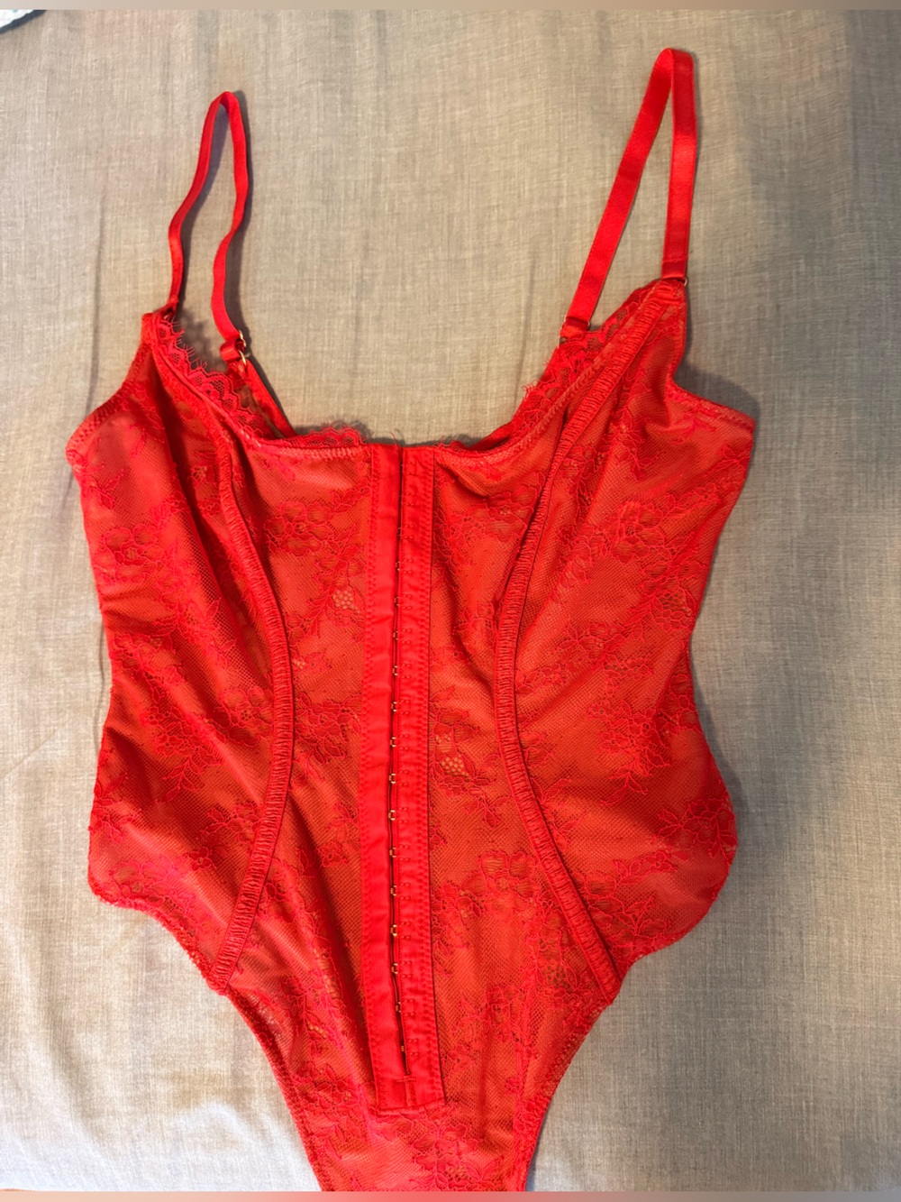 Amazon Red Lace Bustier Bodysuit